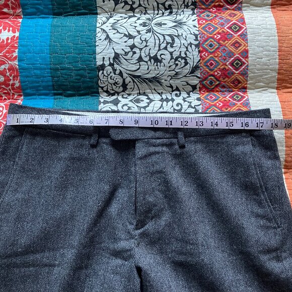 J. Crew Bowery Slim Dark Gray Heringbone Wool Blend Pants, 34x32 - Picture 7 of 9